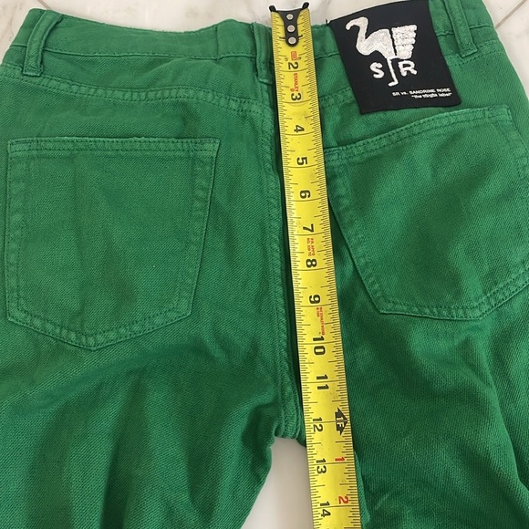 NWT Free People SR vs. Sandrine Rose women 27 green cotton/flax jeans very soft - Picture 8 of 11